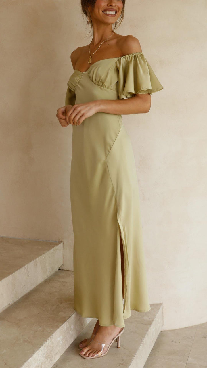 Caelisya - Butterfly Sleeve Off-Shoulder Maxi Dress