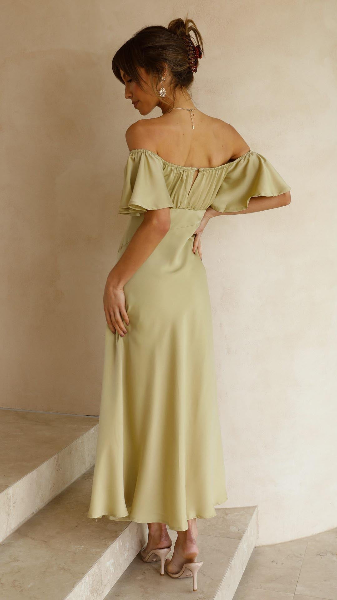 Caelisya - Butterfly Sleeve Off-Shoulder Maxi Dress
