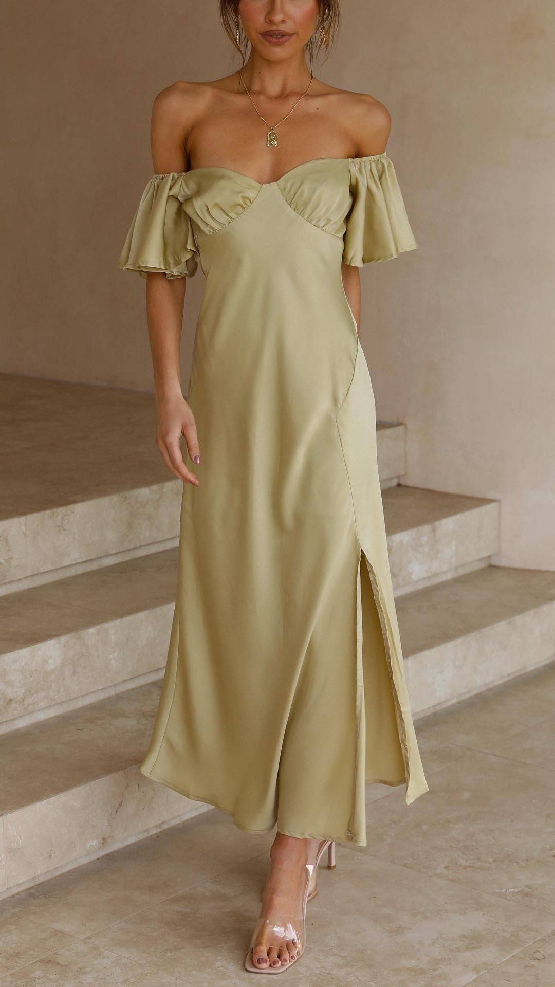 Caelisya - Butterfly Sleeve Off-Shoulder Maxi Dress