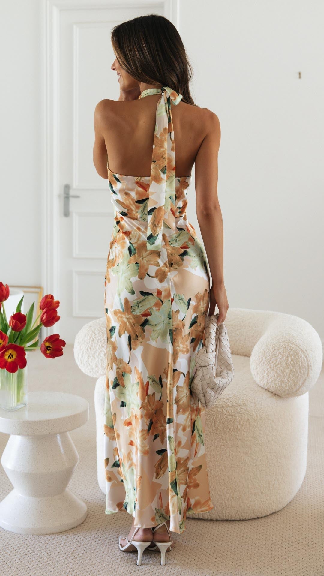 Elyraen - Floral Halter Maxi Dress