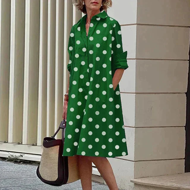 Brontae -  Retro midi dress with collar and elegant A-line