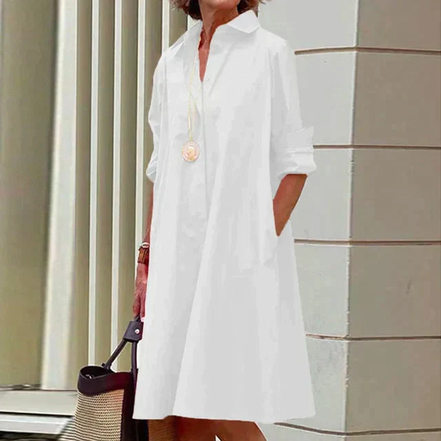 Brontae -  Retro midi dress with collar and elegant A-line