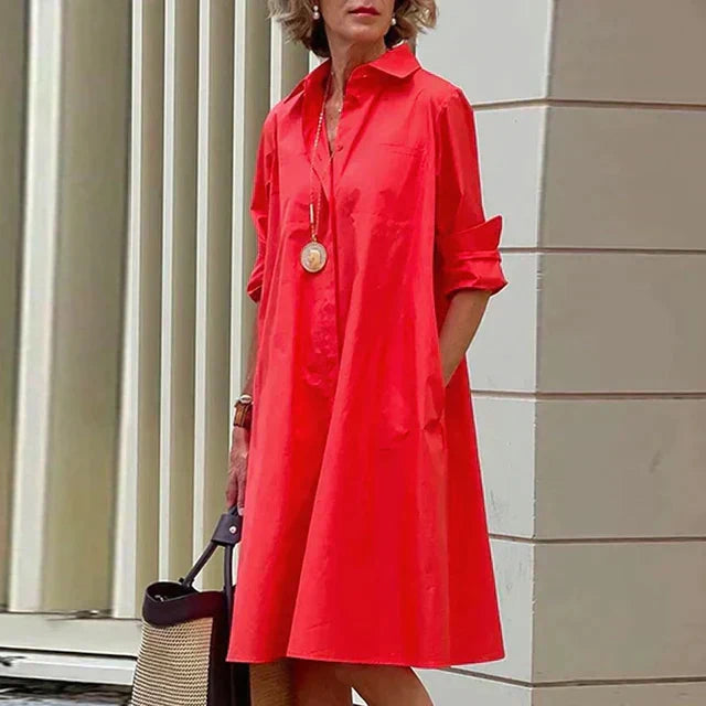 Brontae -  Retro midi dress with collar and elegant A-line