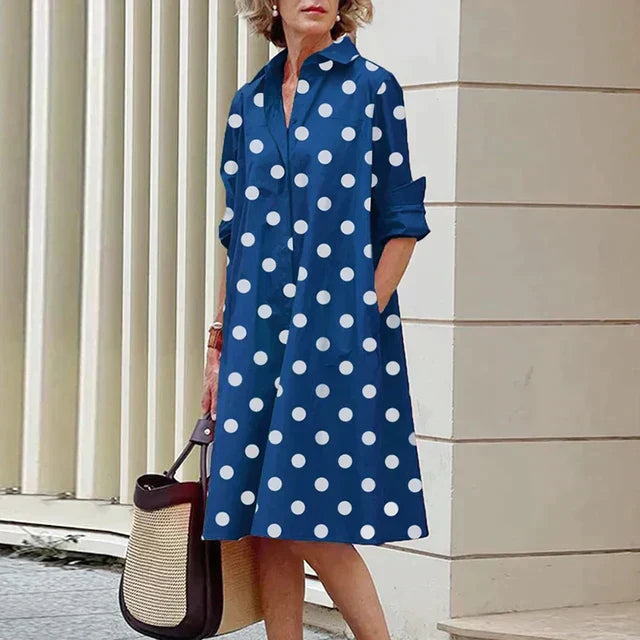 Brontae -  Retro midi dress with collar and elegant A-line