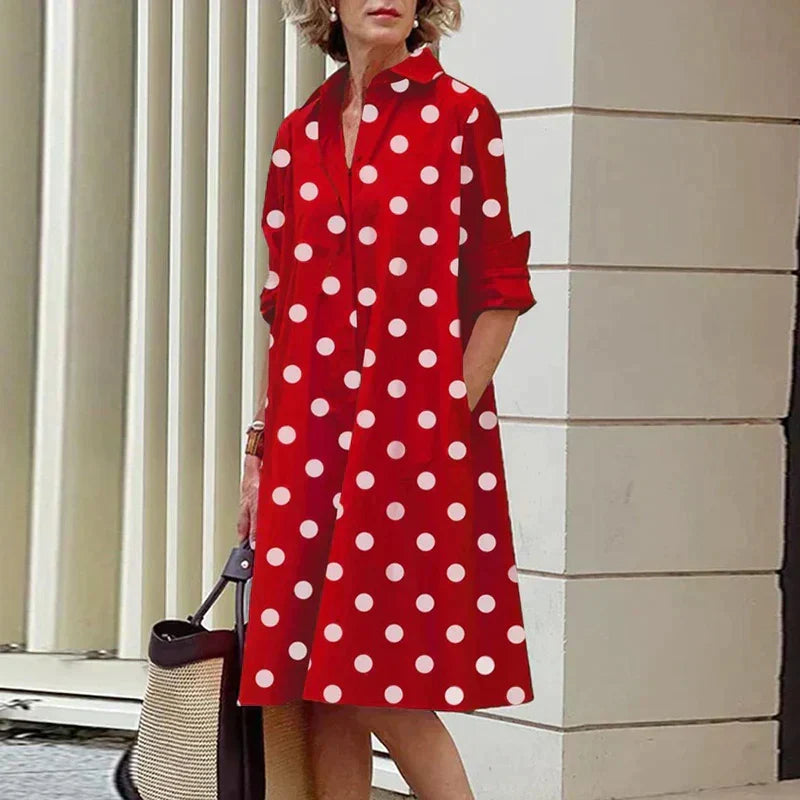 Brontae -  Retro midi dress with collar and elegant A-line