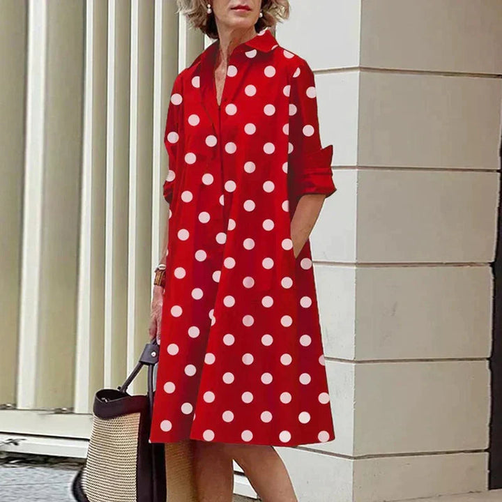 Brontae -  Retro midi dress with collar and elegant A-line