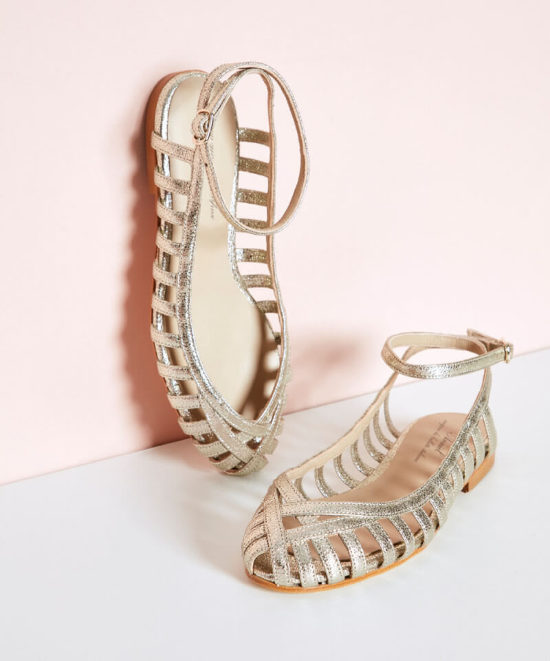 Emily - Elegant woven ankle strap ballerinas for a sophisticated style