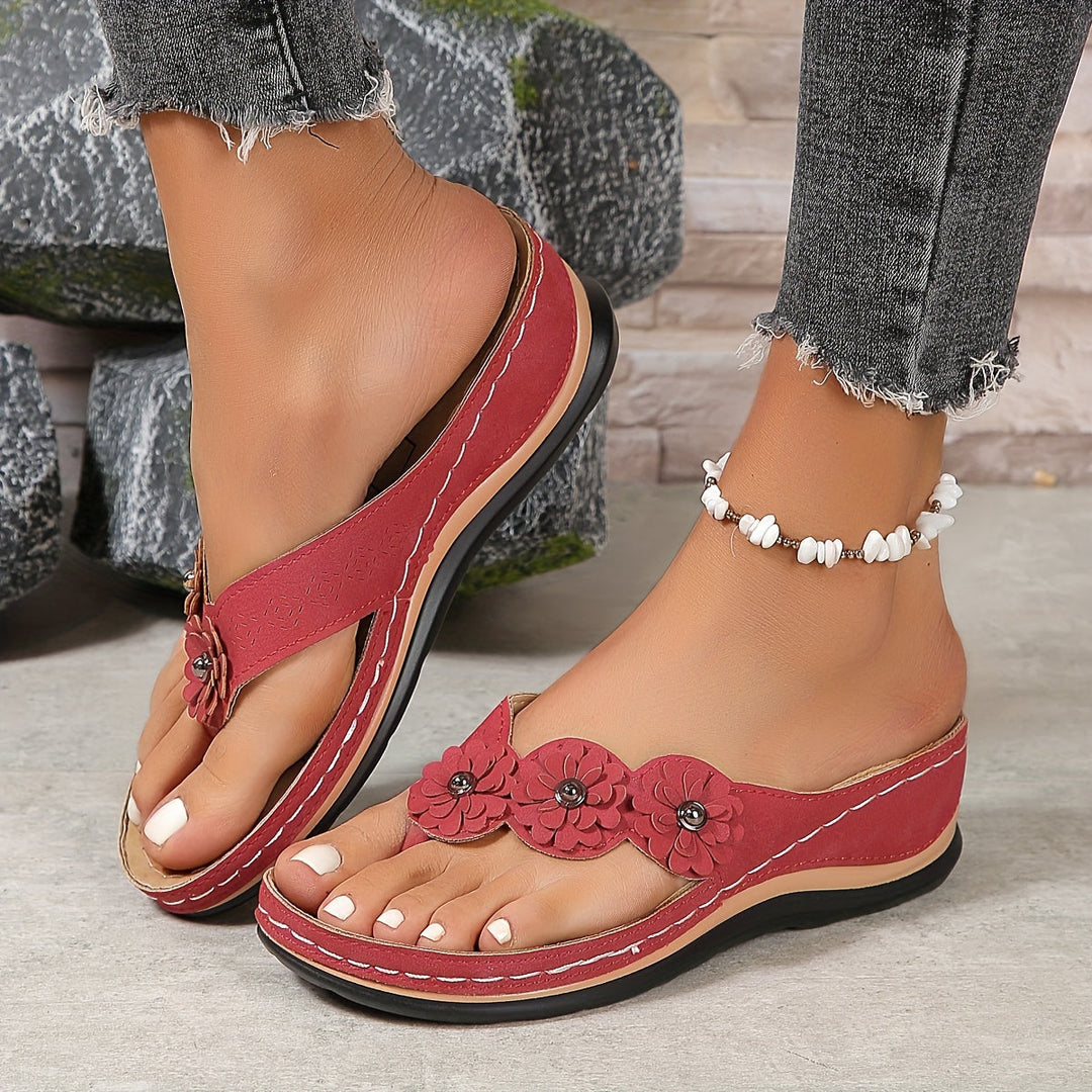Daisy - Floral Comfort Wedge Sandals