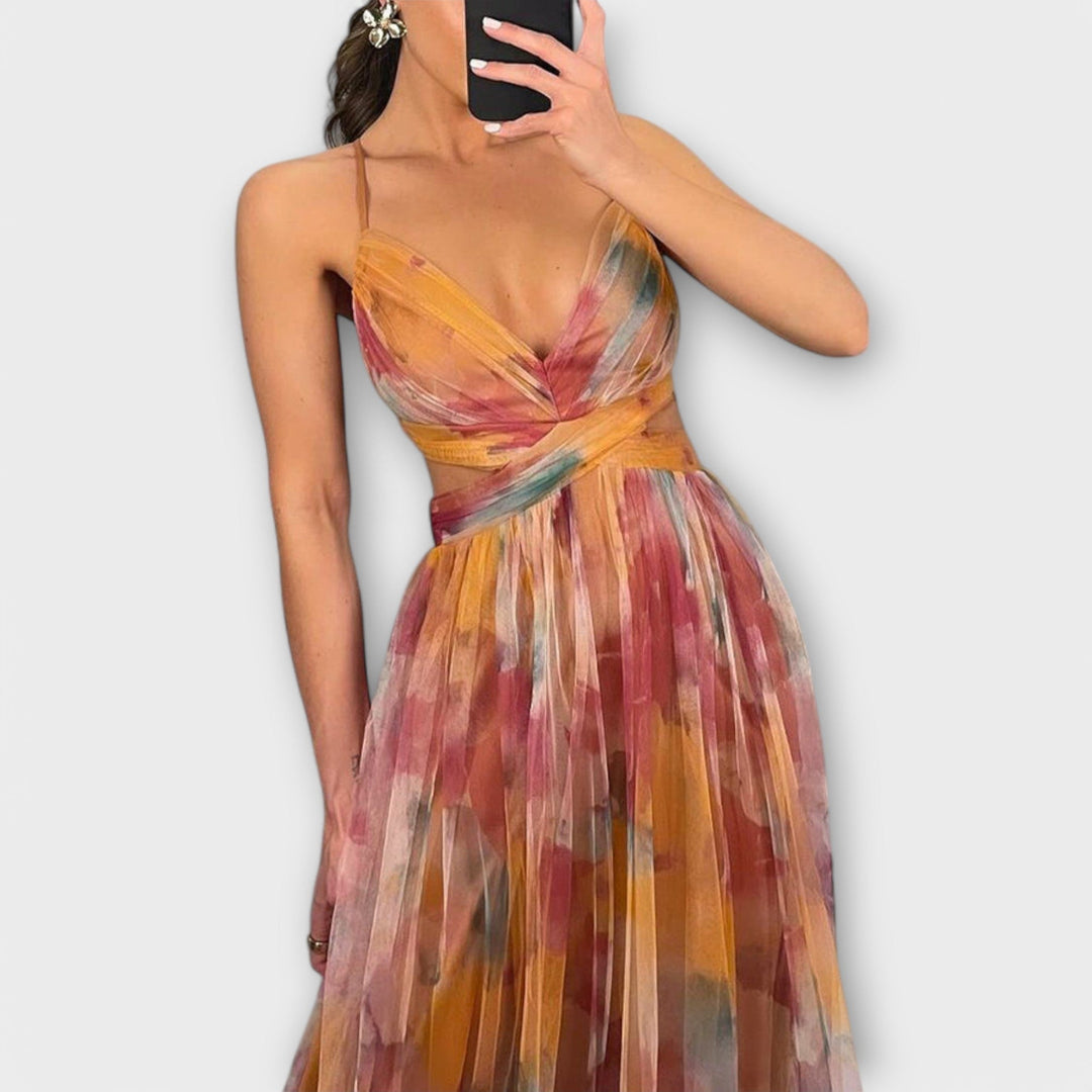 Tanique - Mesh Maxi Dress  Elegant and Figure-Shaping