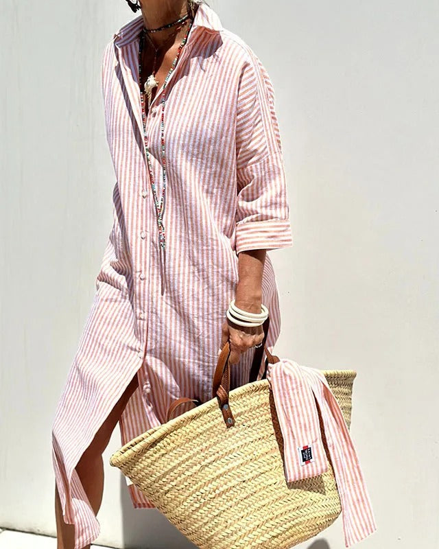Zianah – Breezy Striped Shirt Dress