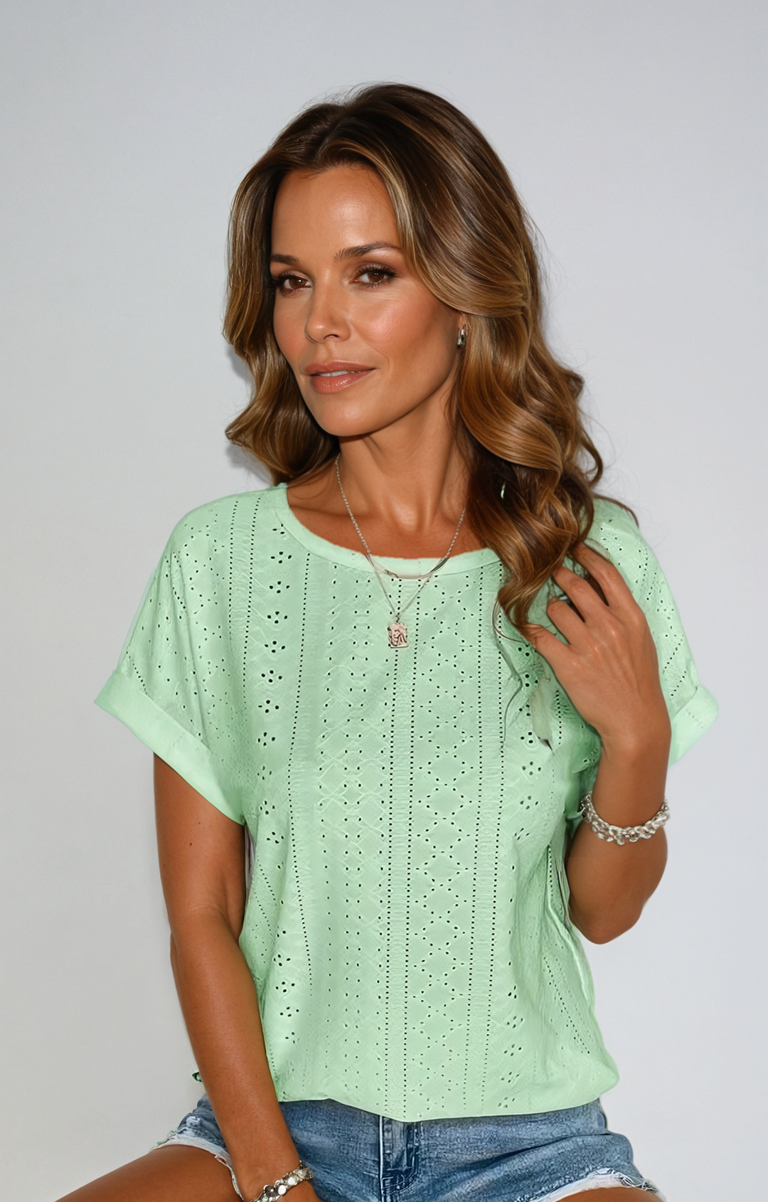 Winona -  Casual Eyelet Top
