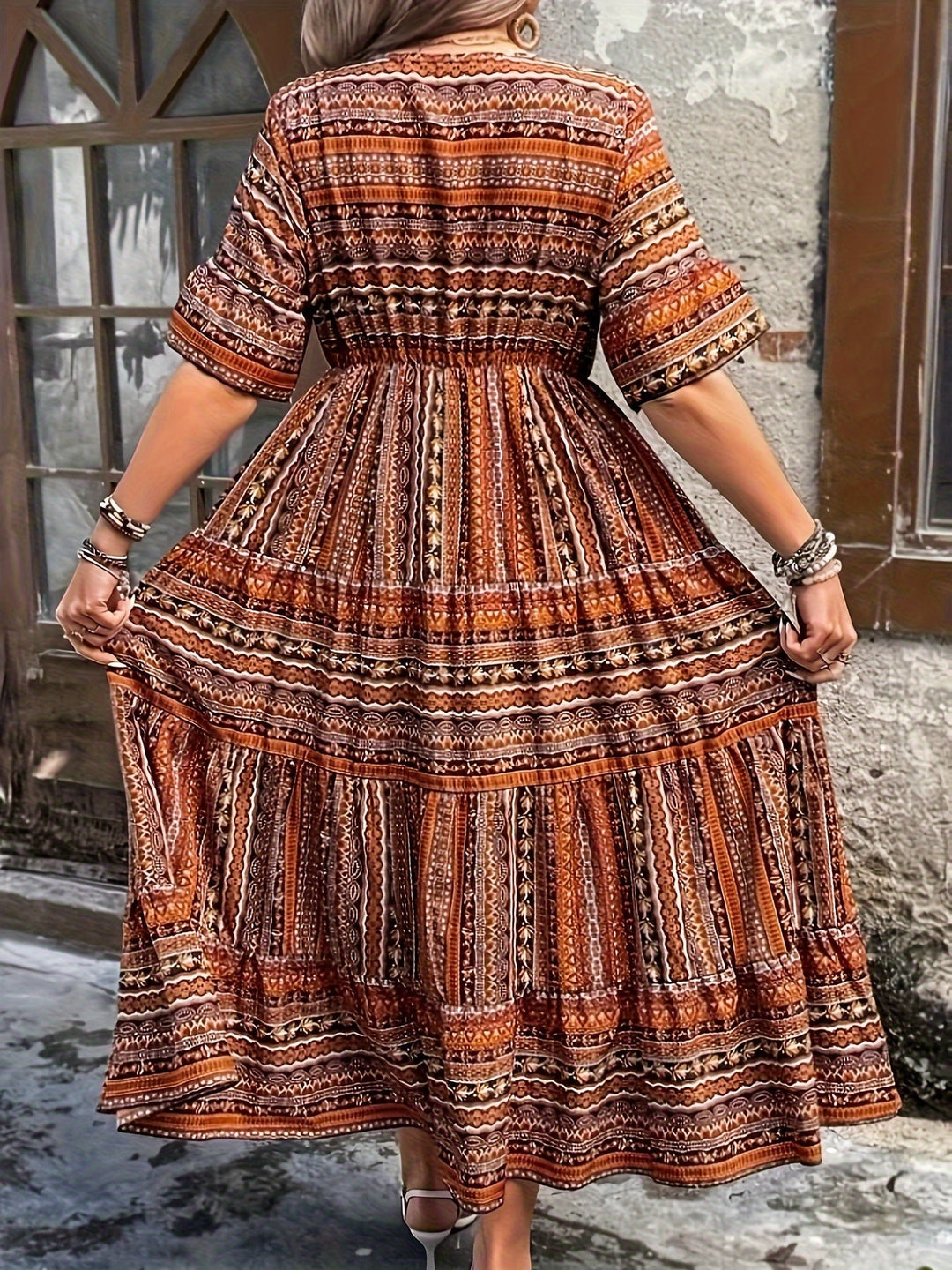 Adalyne - Charming Bohemian Dress with Elegant Ethnic Pattern