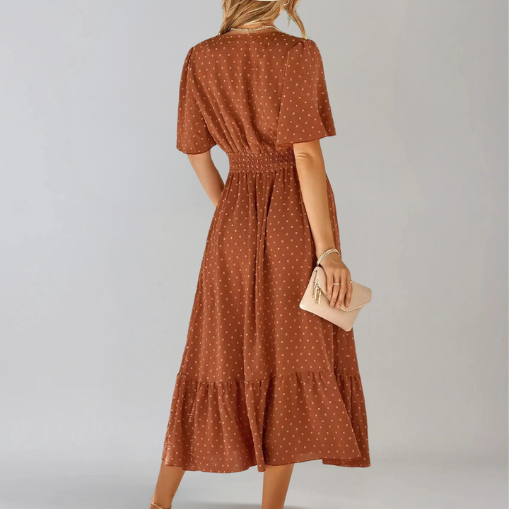 Aria Rose - Midi Dress with V-Neck