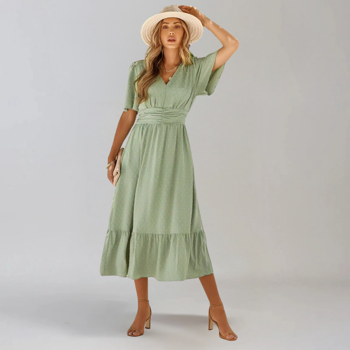 Aria Rose - Midi Dress with V-Neck
