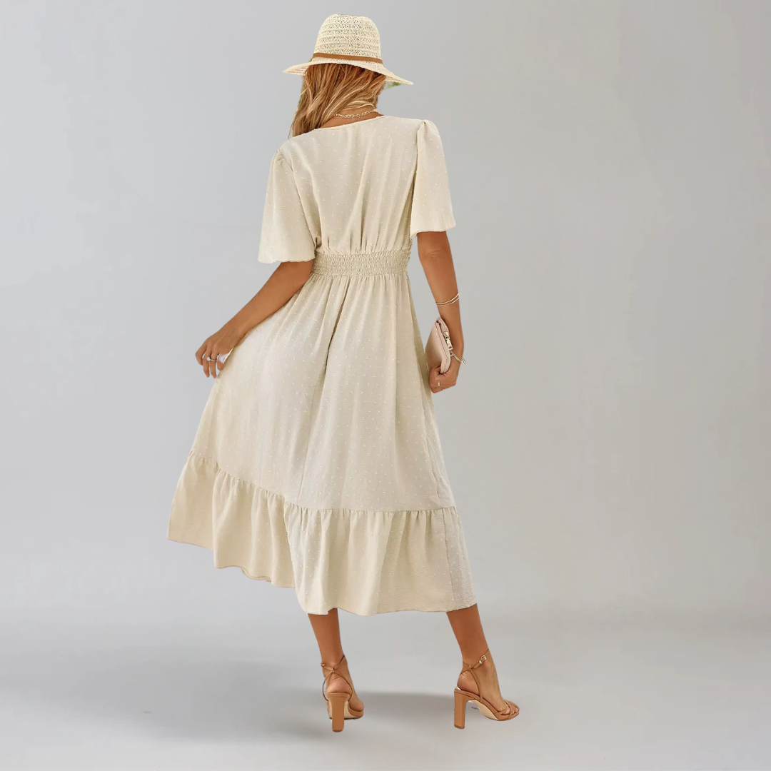 Aria Rose - Midi Dress with V-Neck