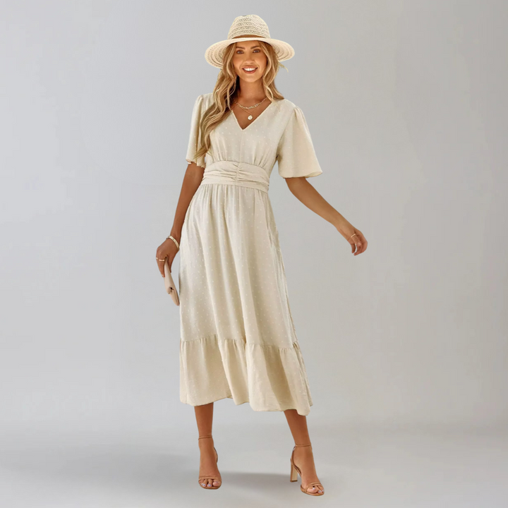 Aria Rose - Midi Dress with V-Neck