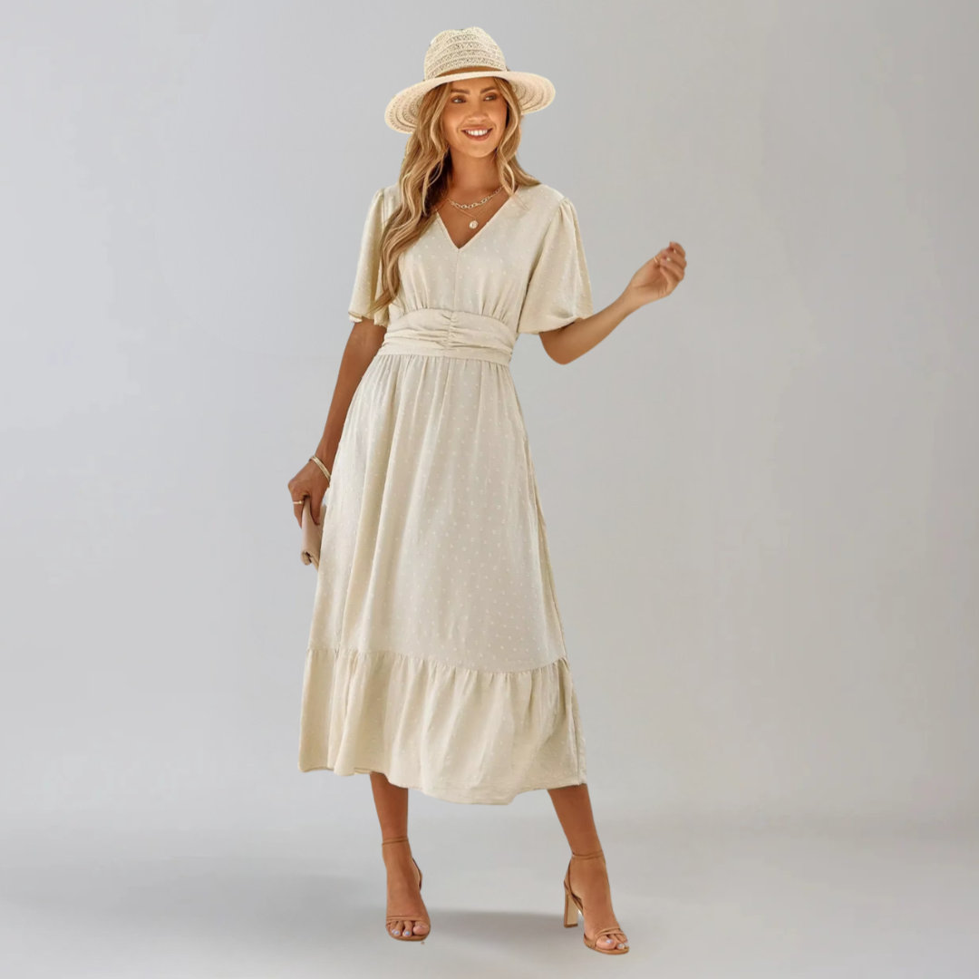 Aria Rose - Midi Dress with V-Neck