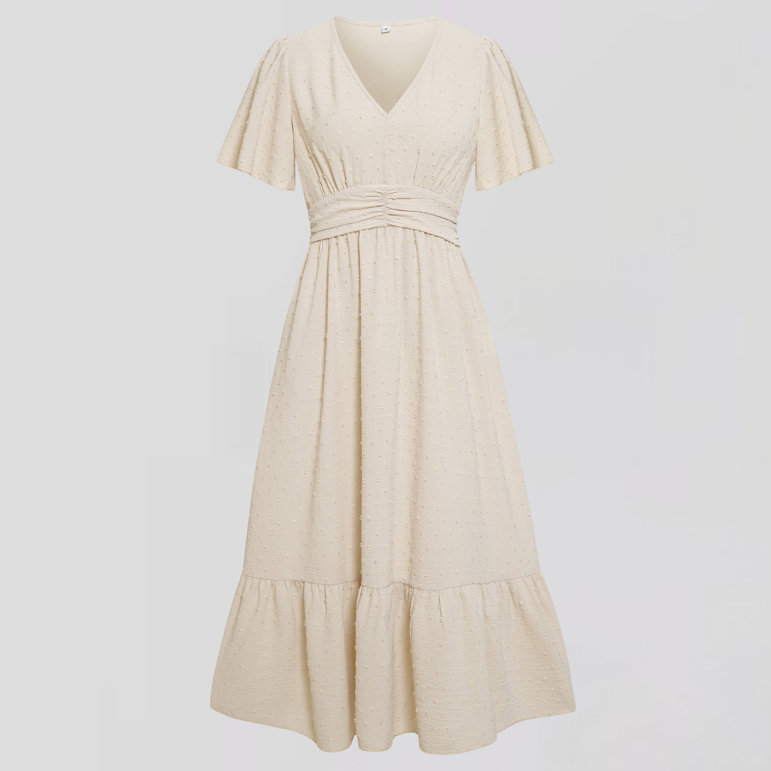 Aria Rose - Midi Dress with V-Neck