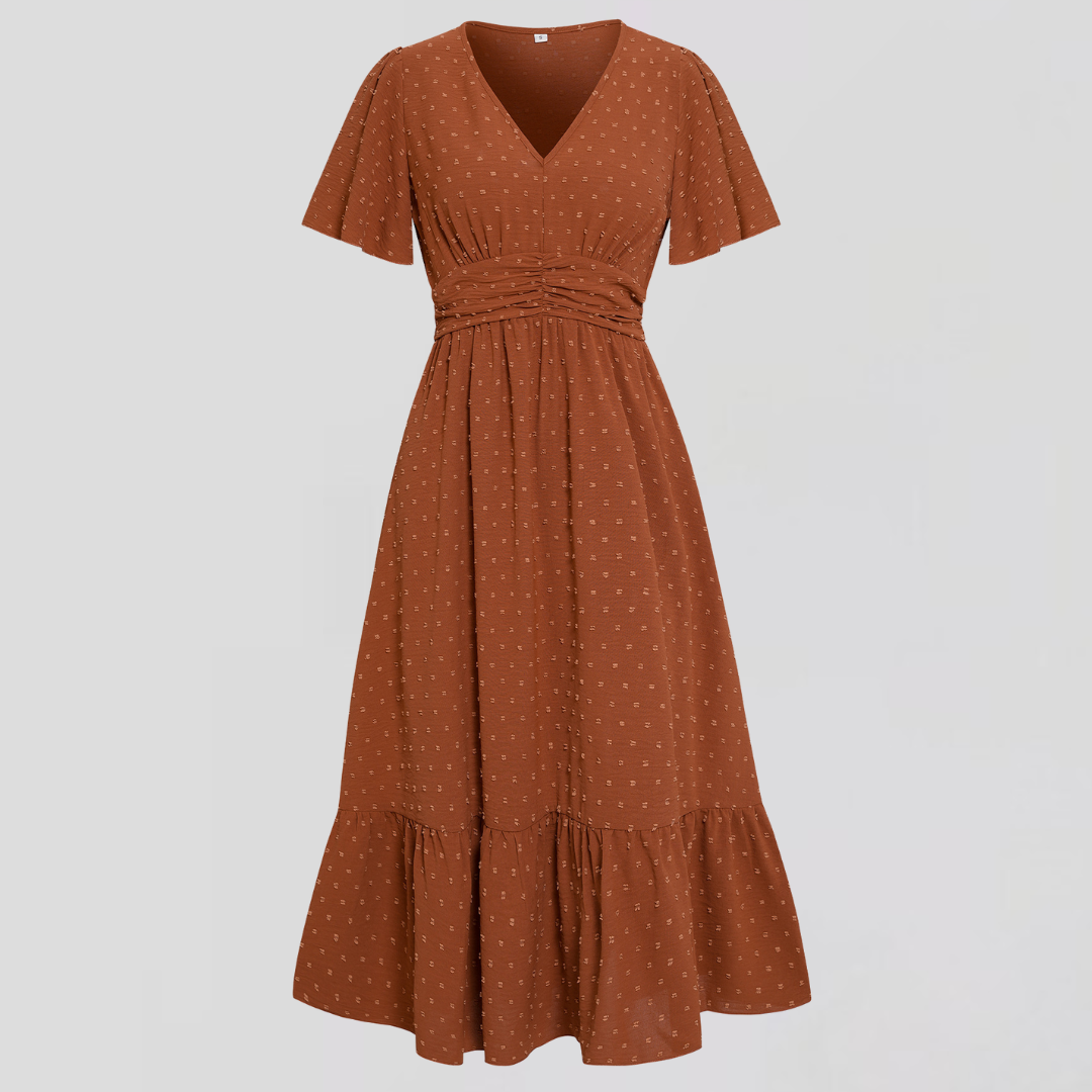 Aria Rose - Midi Dress with V-Neck