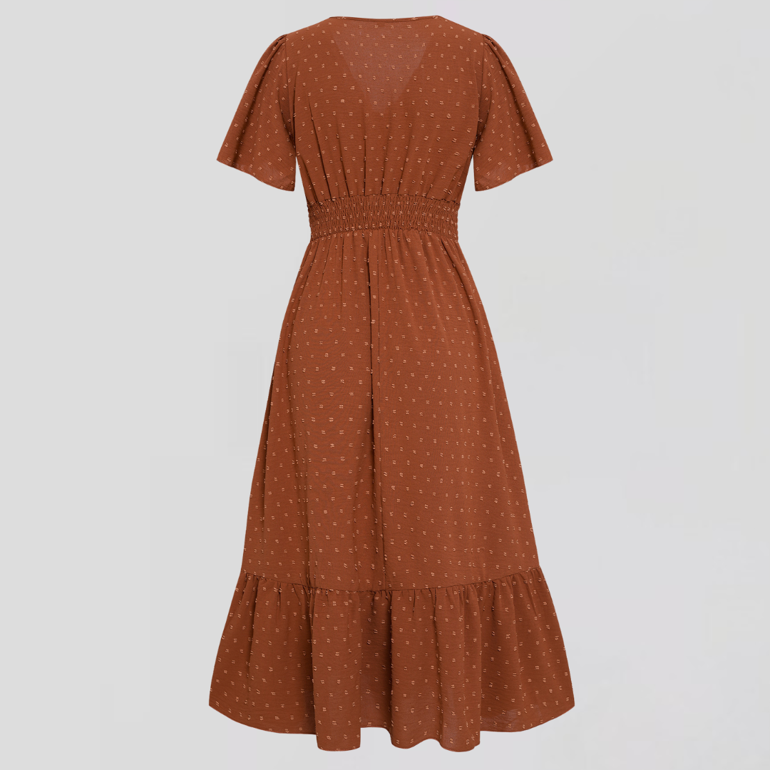 Aria Rose - Midi Dress with V-Neck