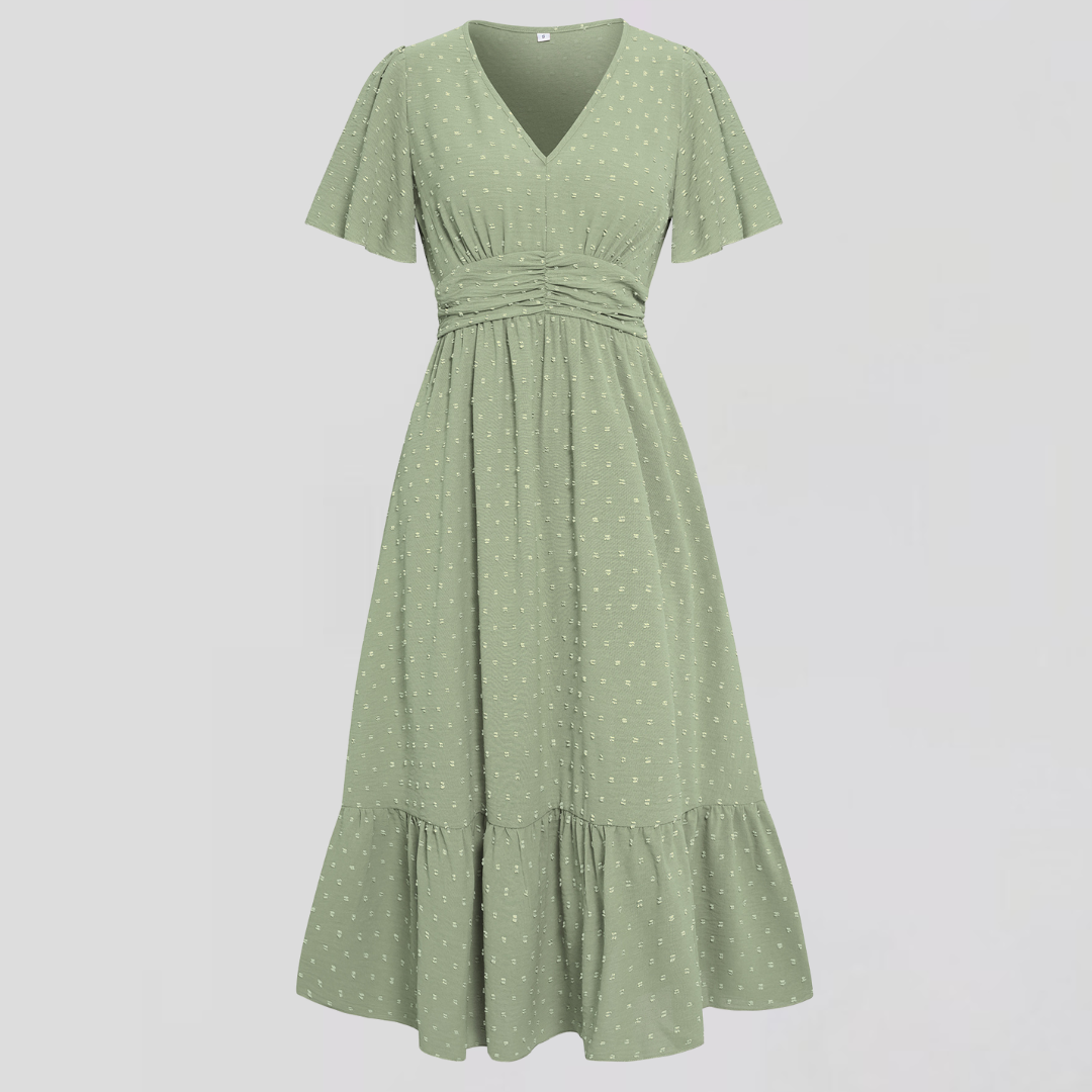 Aria Rose - Midi Dress with V-Neck
