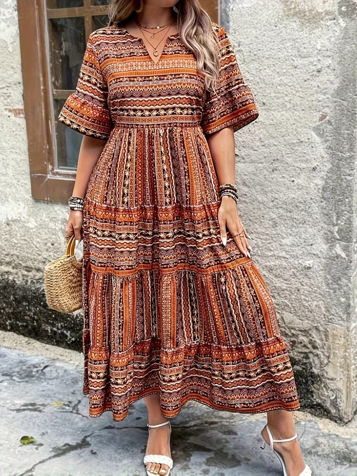 Adalyne - Charming Bohemian Dress with Elegant Ethnic Pattern