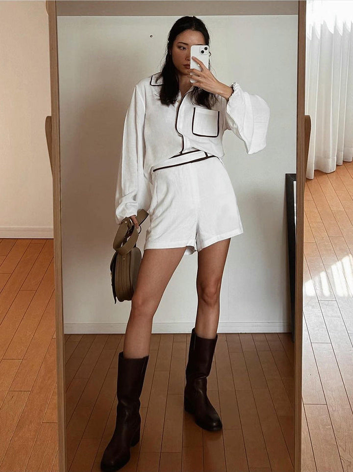 Olyssia  - Belted Button-Up Set