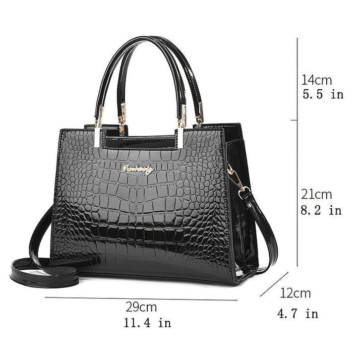 Avalira - Glossy Crocodile Pattern Handbag