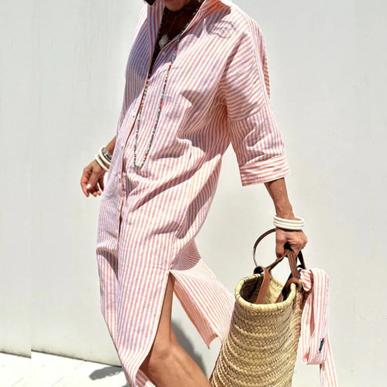 Zianah – Breezy Striped Shirt Dress