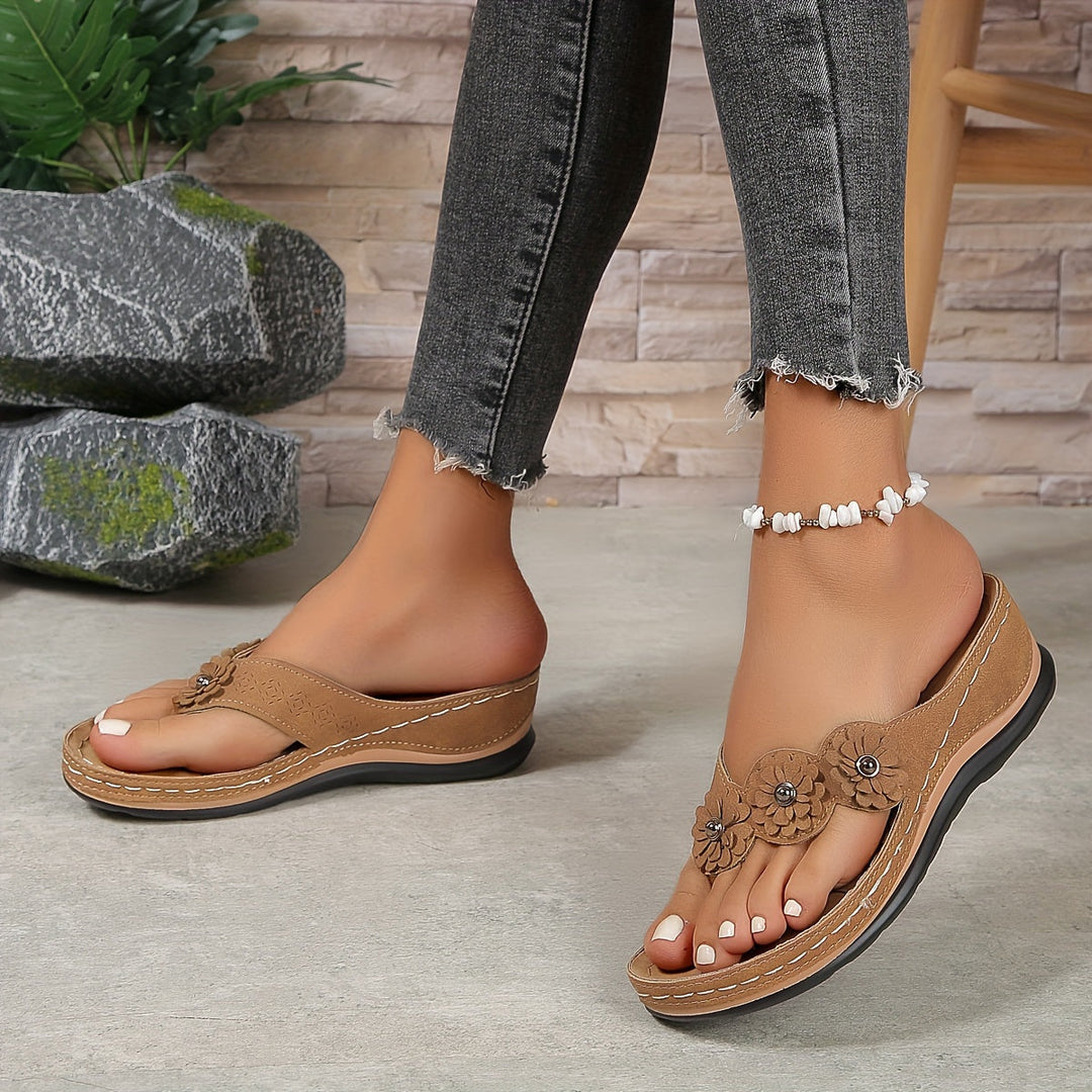 Daisy - Floral Comfort Wedge Sandals