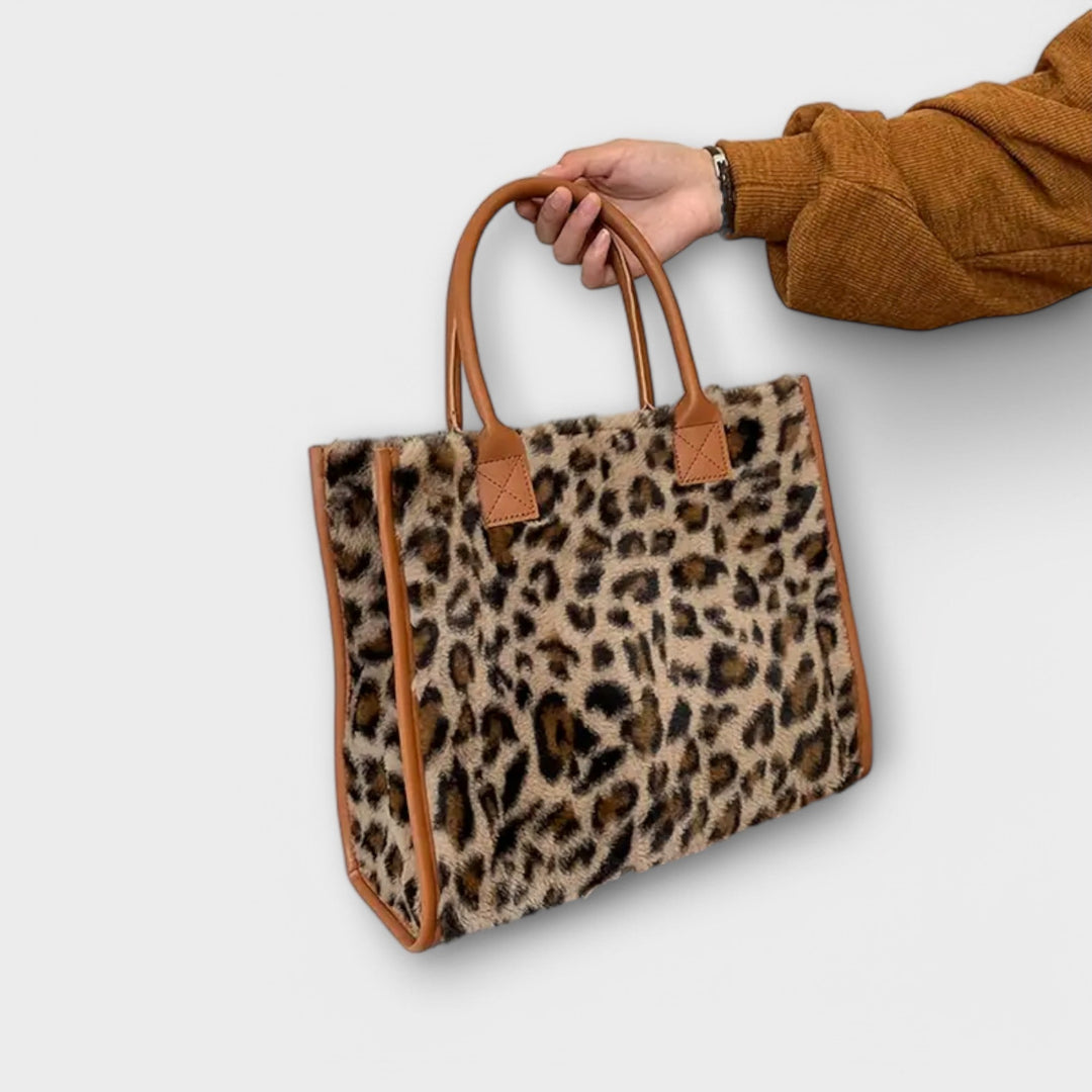 Norlena - Chic Leopard Print Plush Tote