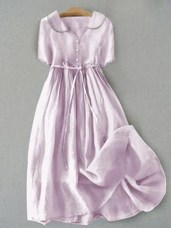 Ailani- Elegant midi dress made of cotton and linen