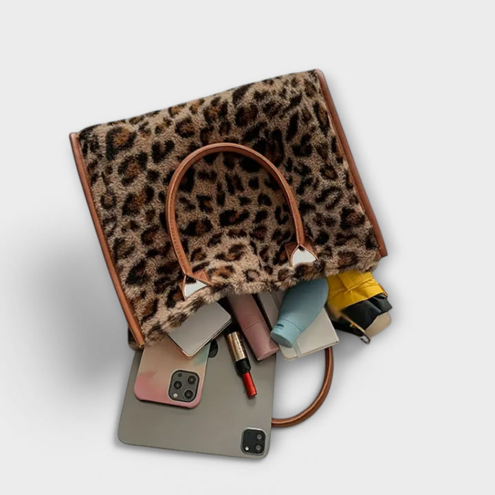 Norlena - Chic Leopard Print Plush Tote