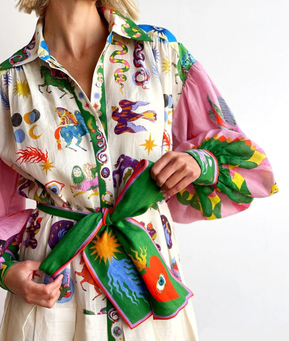 Niah – Artistic Belted Maxi Dress