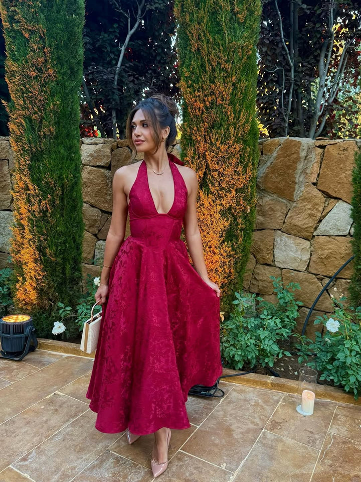 Esmeralda - Halter Sleeveless Midi Dress