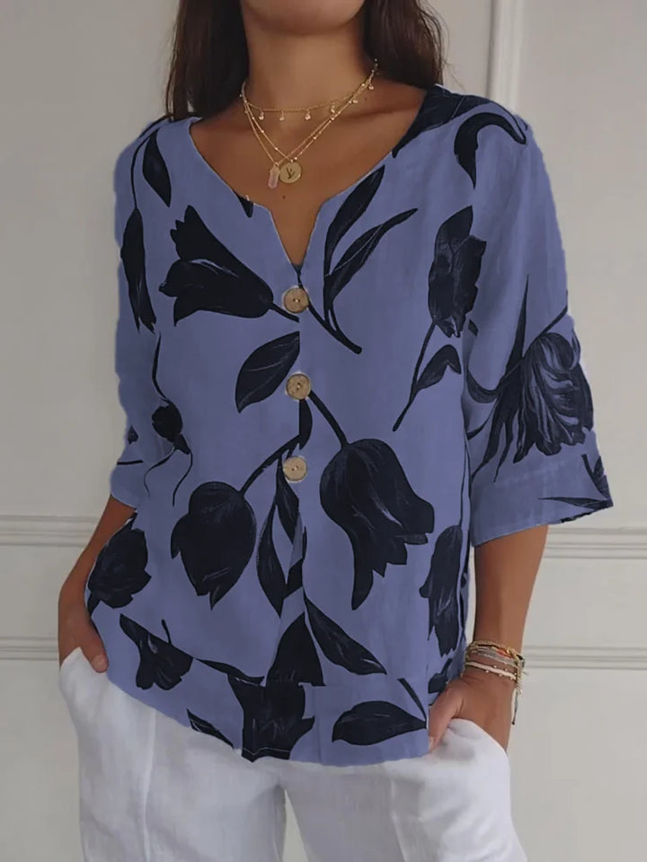 Verity -  Floral Button-Up Blouse