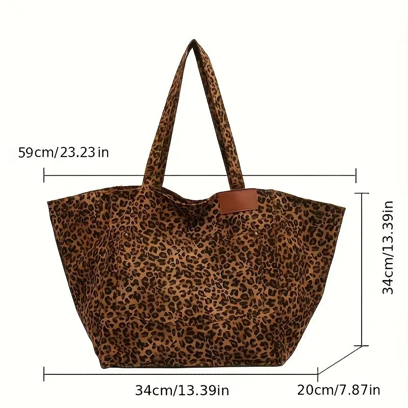 Vionara - Elegant Leopard Print Canvas Shoulder Bag