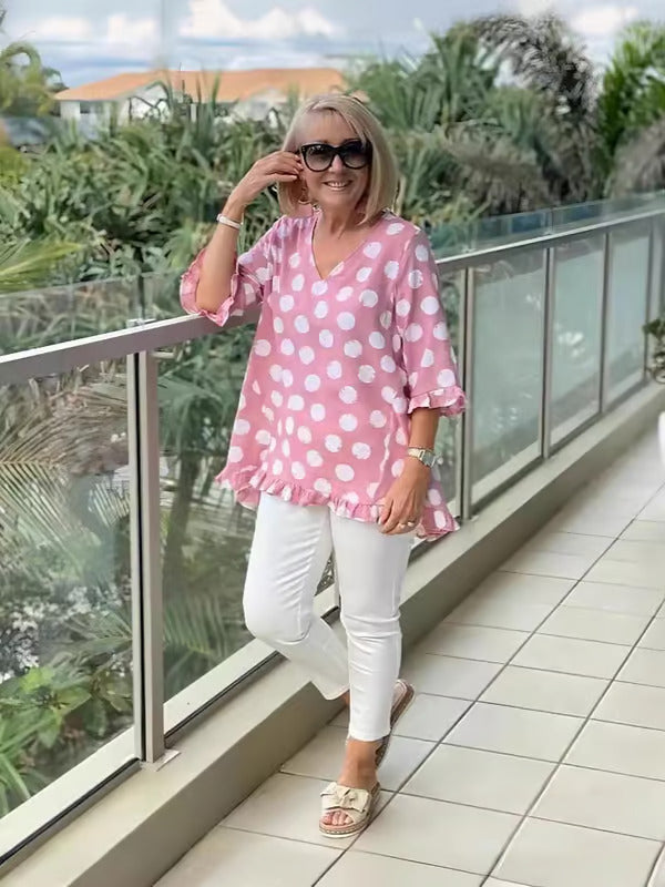 Evella -  Stylish V-Neck Blouse