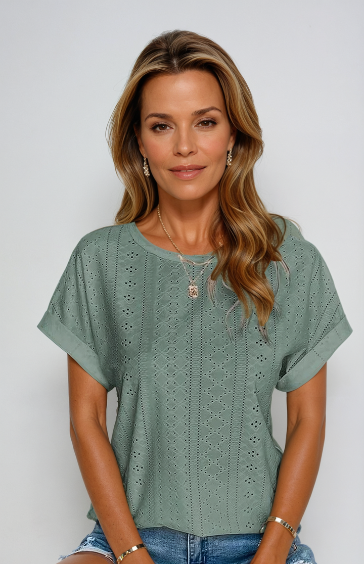 Winona -  Casual Eyelet Top