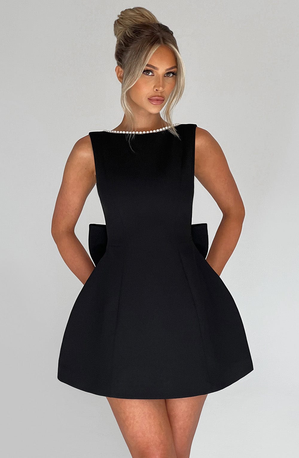Ivy - Pearl Bow Mini Dress