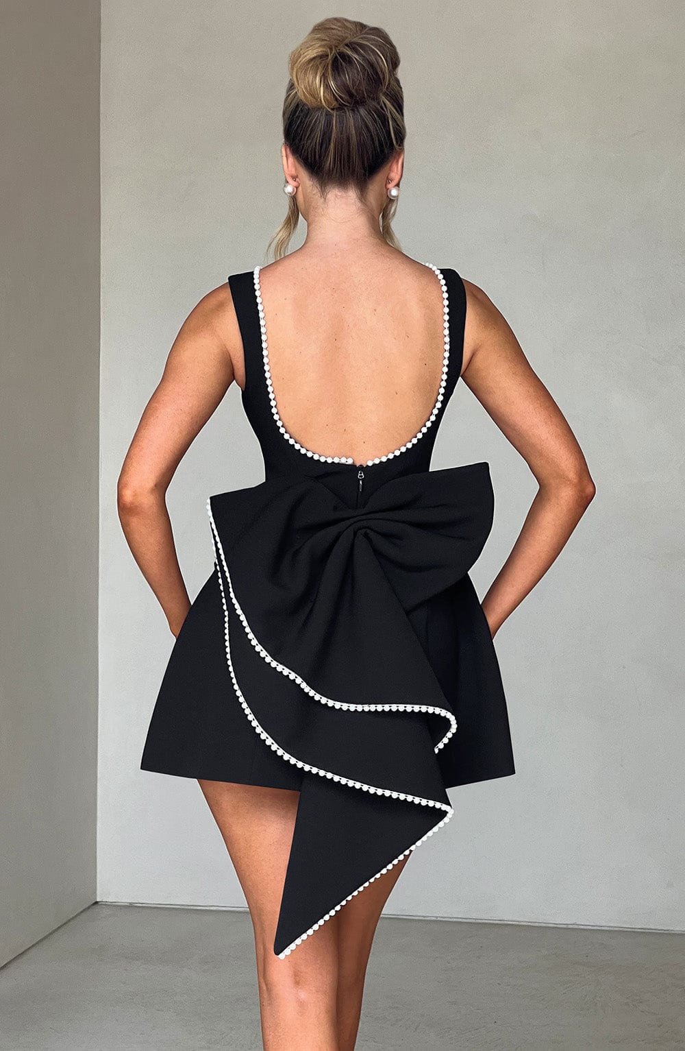 Ivy - Pearl Bow Mini Dress
