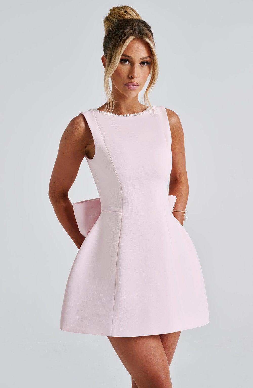 Ivy - Pearl Bow Mini Dress