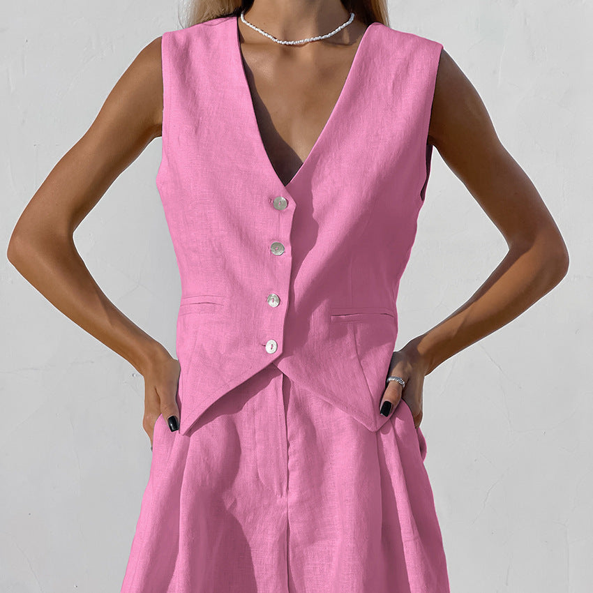 Amourah  - Tailored Vest and Shorts Set