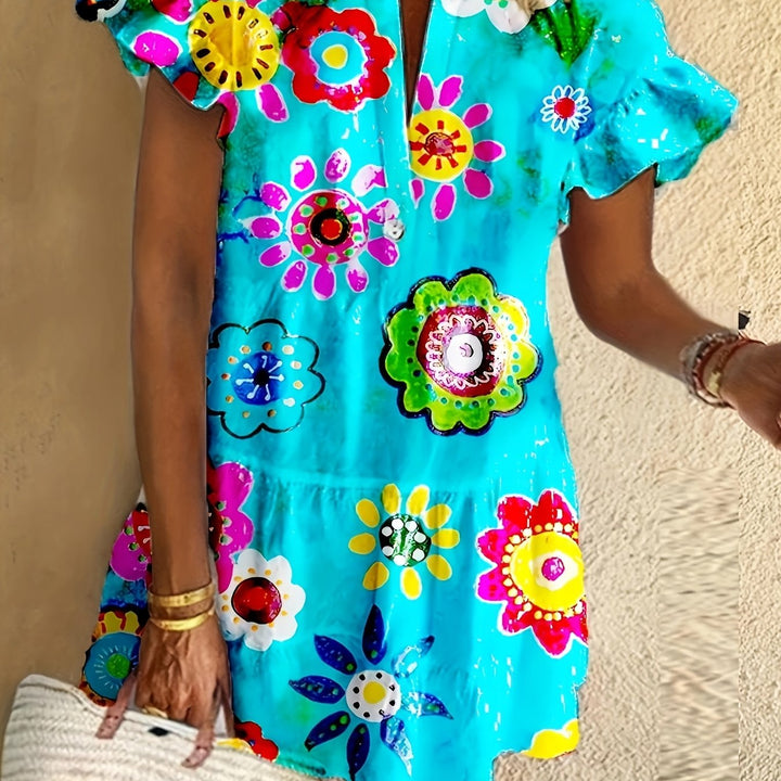 Elvara - Elegant Long Floral Dress with Chic Silhouette
