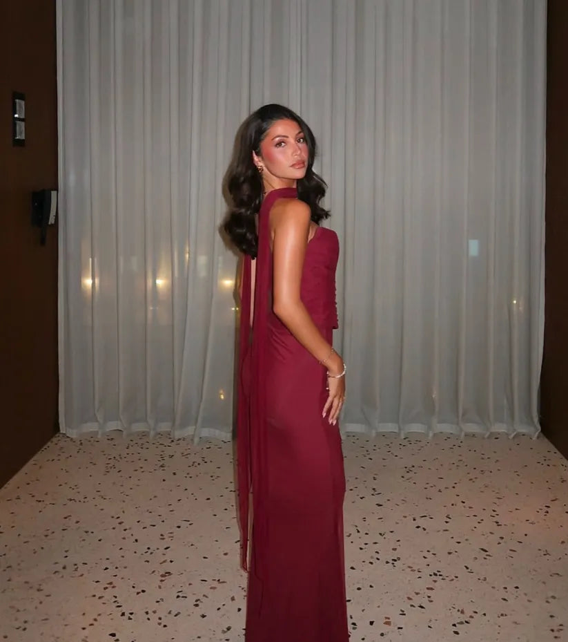 Deloraen - Strapless Bodycon Maxi Dress