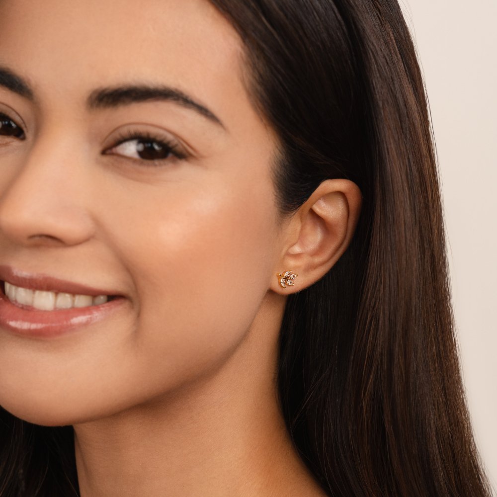 Crystal leaf earrings