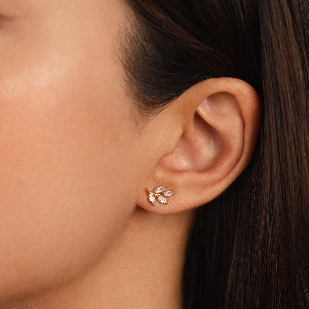 Crystal leaf earrings