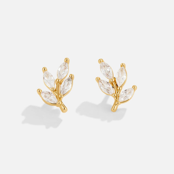 Crystal leaf earrings