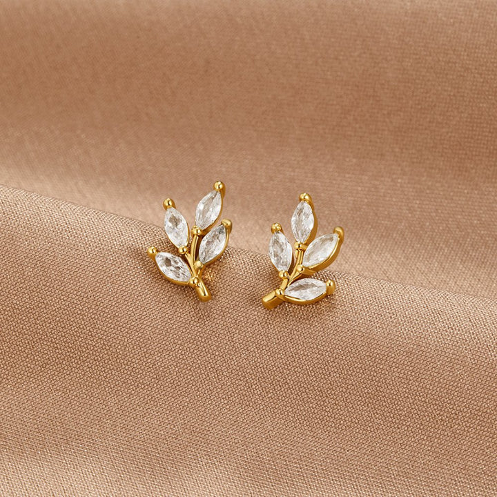 Crystal leaf earrings