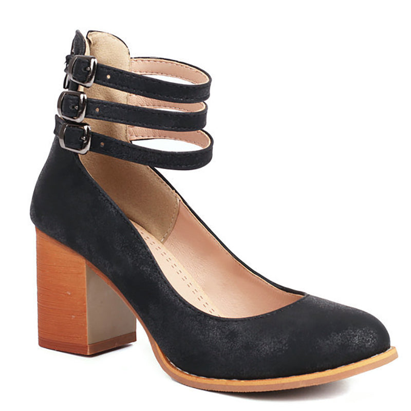 Matilda - Elegant smooth sandals with ankle straps and thick heels for a sophisticated look